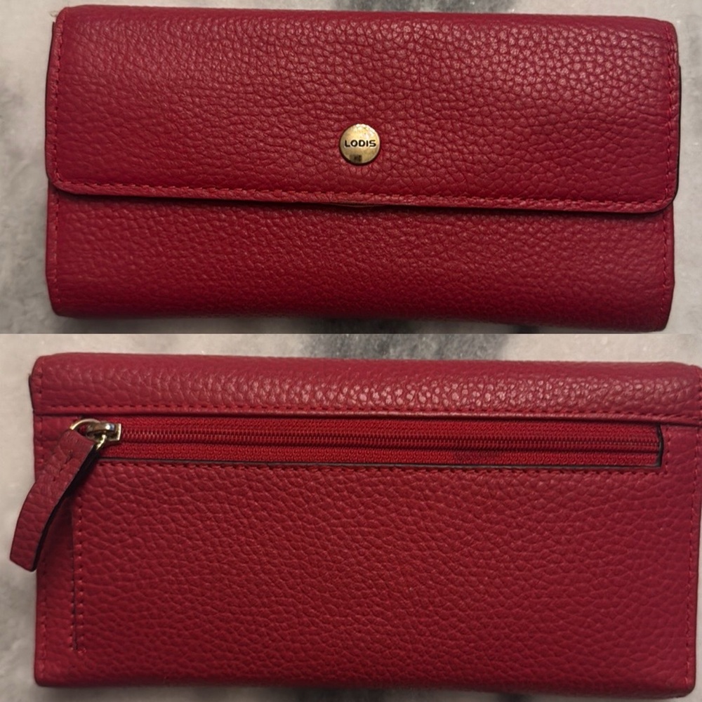 Lodis Kate Mini Wallet Trifold Genuine Leather in deep red